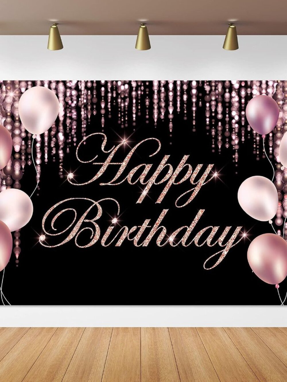 Rose Black Happy Birthday Banner Backdrop Large Yard Sign Background It's My Bir